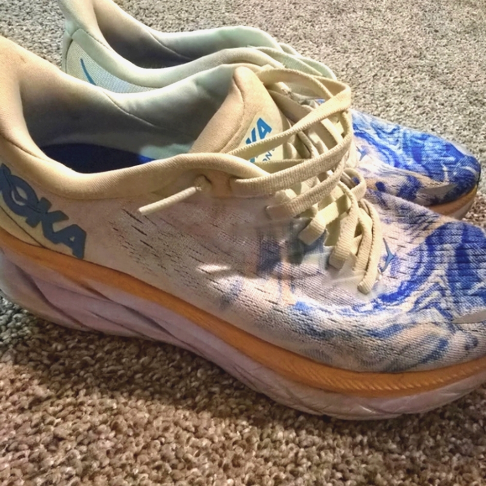 Hoka Clifton Women's Blue and Green Running Shoes